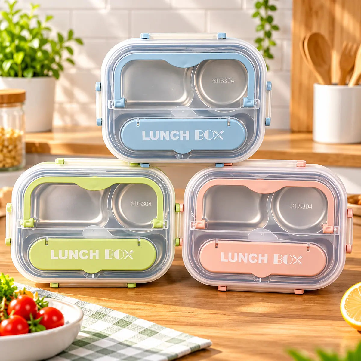 4 Compartment Stainless Steel Lunch Box (029-12)