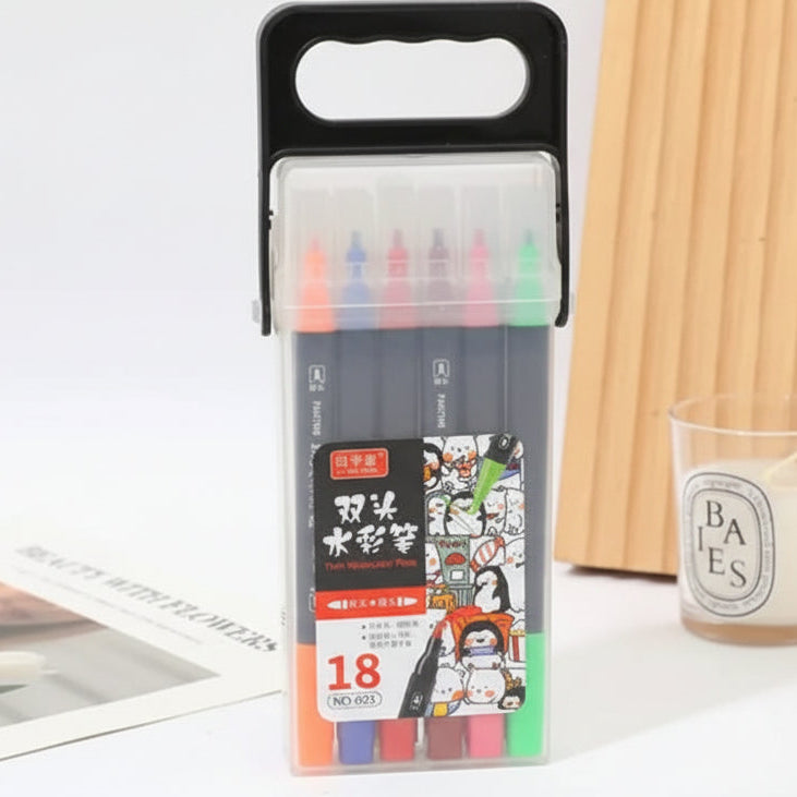 Twin Double Headed Water Color Markers - 18 PCS Set (605-18)