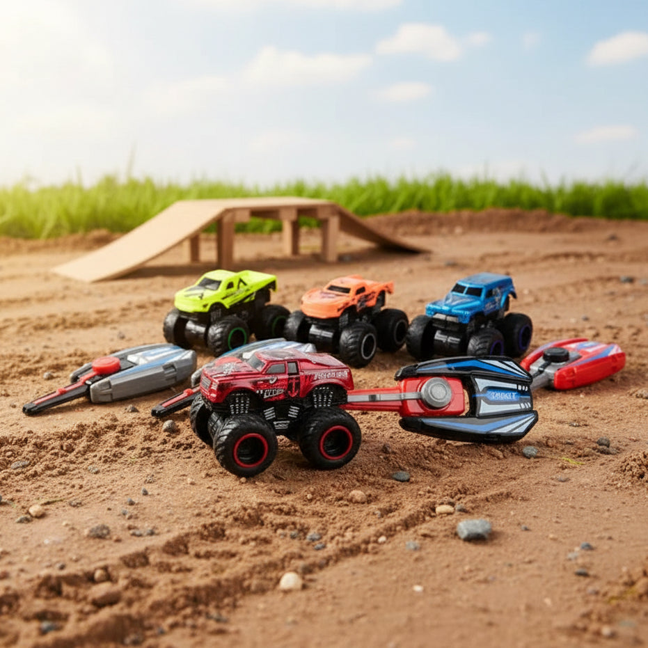 4 PCS HotWheel Monster Jeep Set with Speed Launcher (778-2)