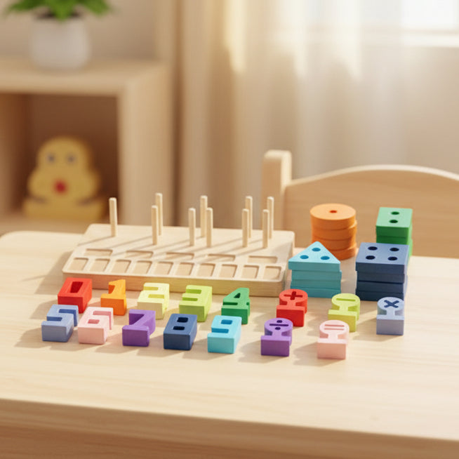 Wooden Number Board – Counting, Sorting & Stacking Learning Toy for Kids (2025-19)