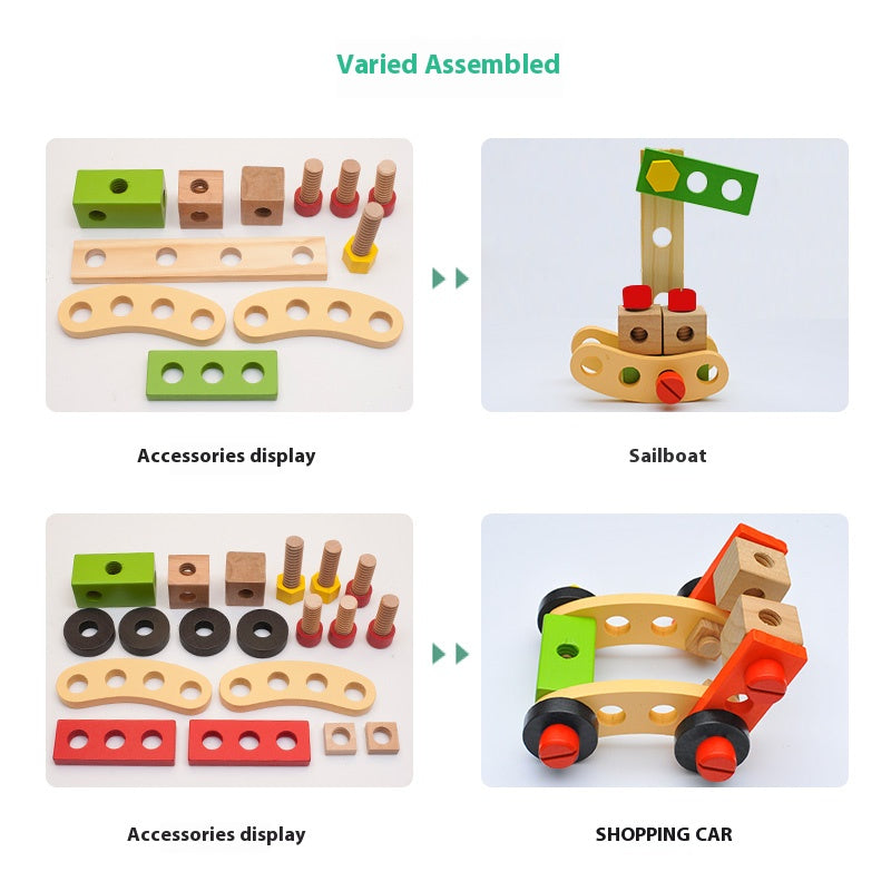 Wooden Tool Kit (29 PCS) – Kids Nut & Bolt Puzzle Educational Construction Toy (2025-38)