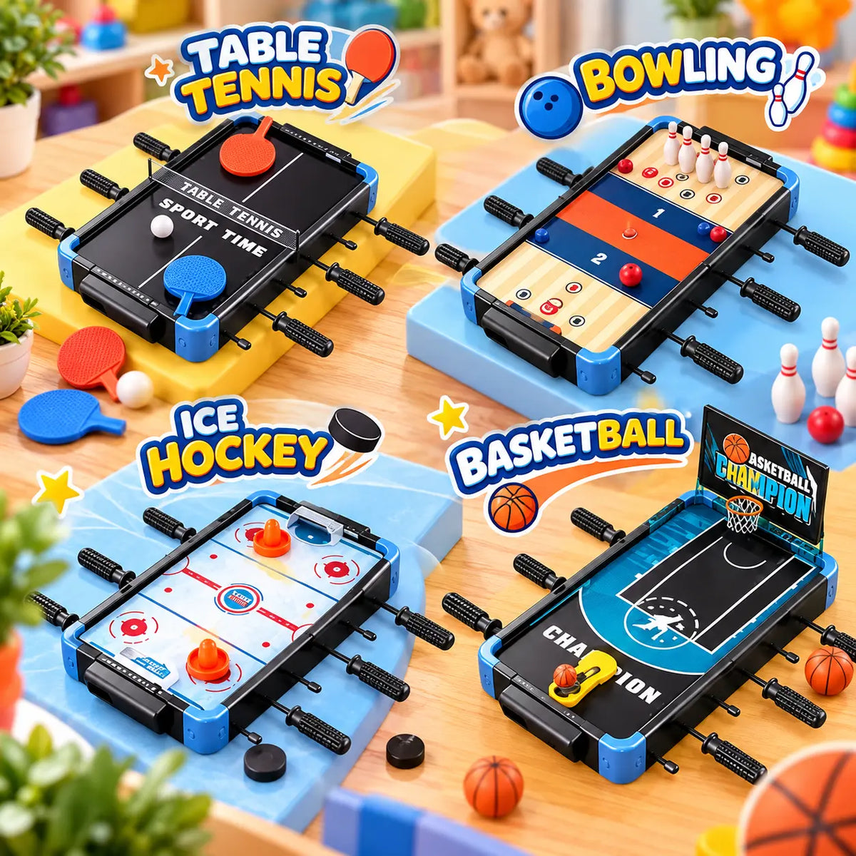 5-in-1 Multiplayer Games with Football Basketball & Table Tennis (962-5)