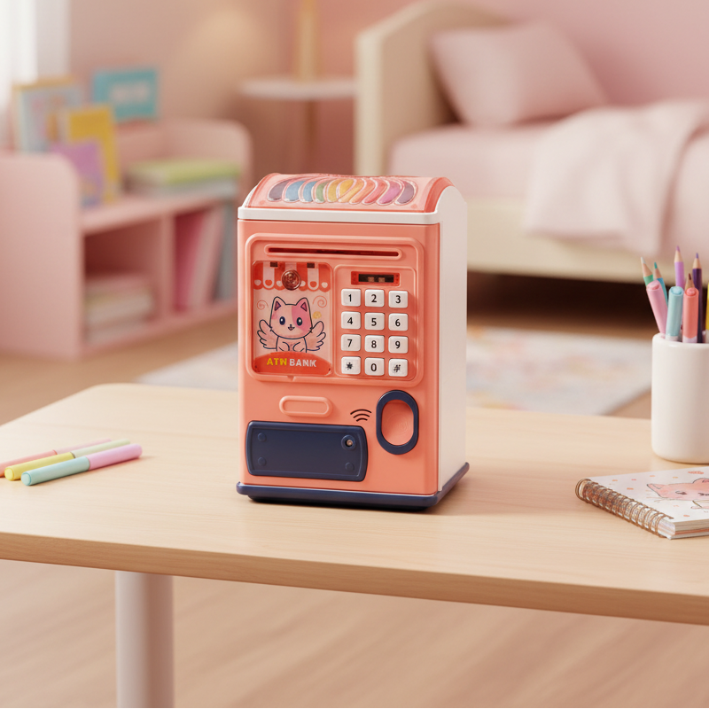 Electronic ATM Piggy Bank for Kids with Fingerprint & Password (MD8865)