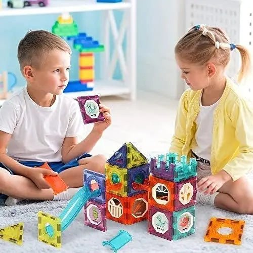 56 Pcs Light Magnetic Tiles Building Blocks for Kids - Toynix