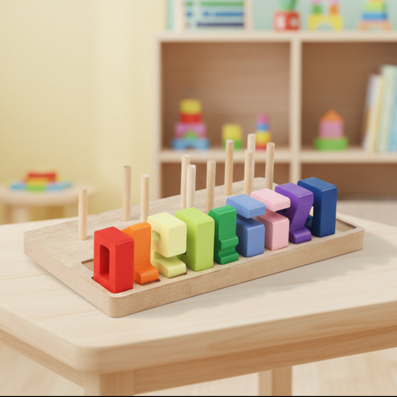 Wooden Number Board – Counting, Sorting & Stacking Learning Toy for Kids (2025-19)