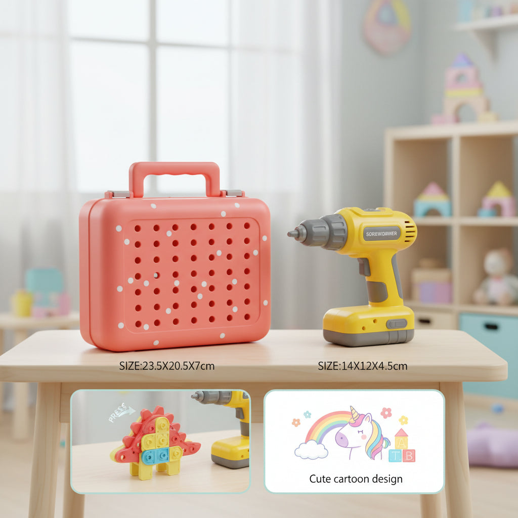 Creative 3D Drill Toy Set Space Simulation Screw Tool Box Random (232pcs)