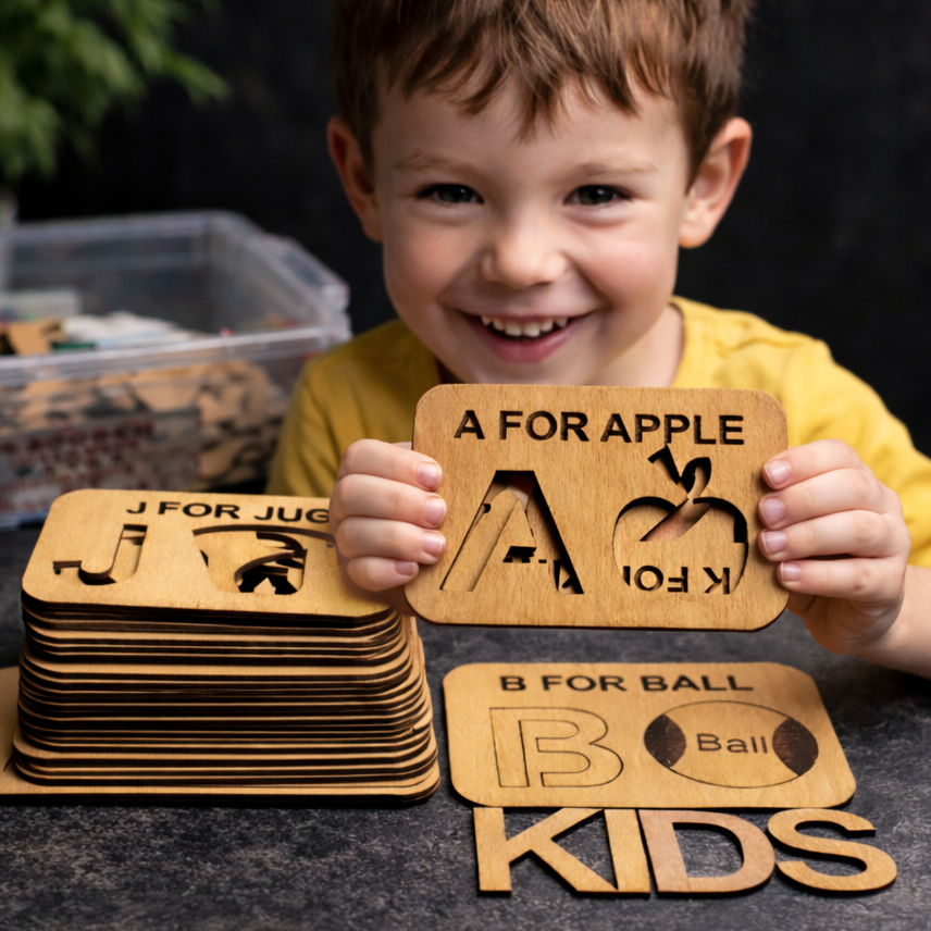 Educational Drawing Alphabets & Puzzles Stencils Set