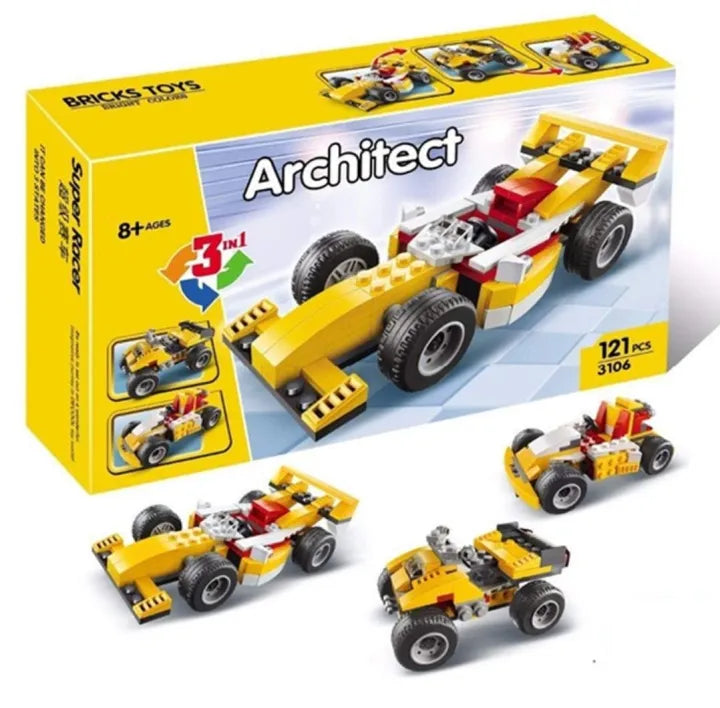 Architect Super Racer 3-in-1 Building Blocks Set – (121 Pieces | 3106)