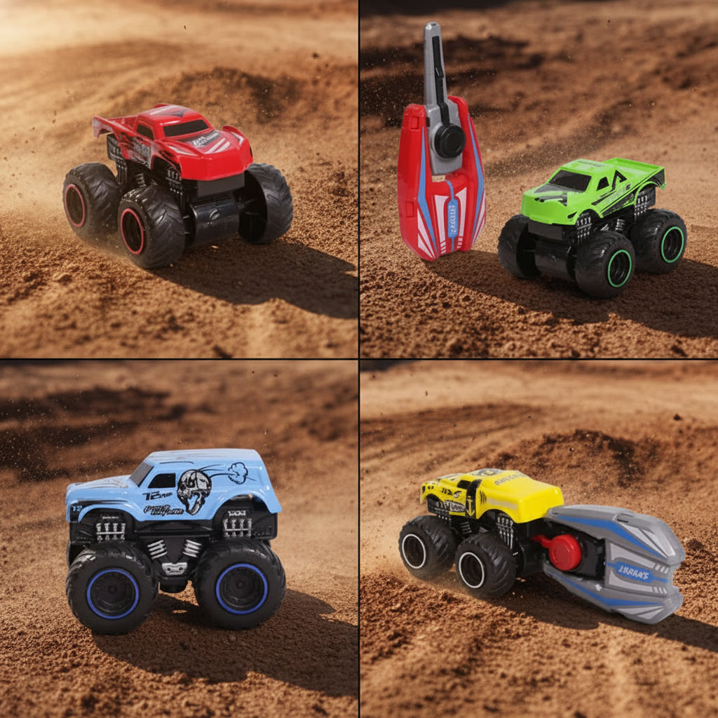 4 PCS HotWheel Monster Jeep Set with Speed Launcher (778-2)
