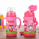 Fisher-Price Stainless Steel Baby Feeder Bottle with Straw & Handles