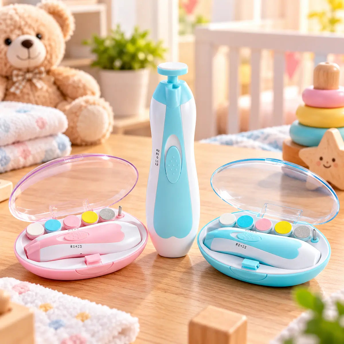 6 in 1 Electric Baby Nail Trimmer Kit with Multiple Filing Heads Random Color