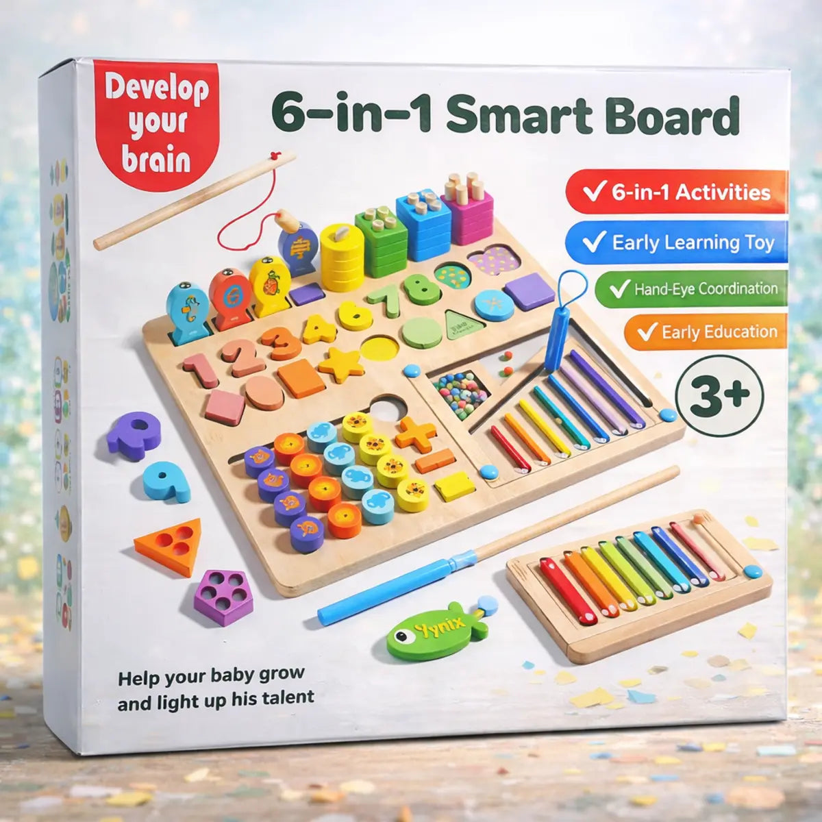 6-in-1 Montessori Wooden Smart Board (2025-44)