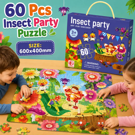 60 Pcs Insect Party Floor Puzzle for Kids educational jigsaw puzzle - Toynix.pk