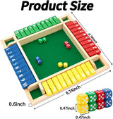 Shut The Box Dice Game – Wooden Family Math Board Game 2–4 Players (2025-39)