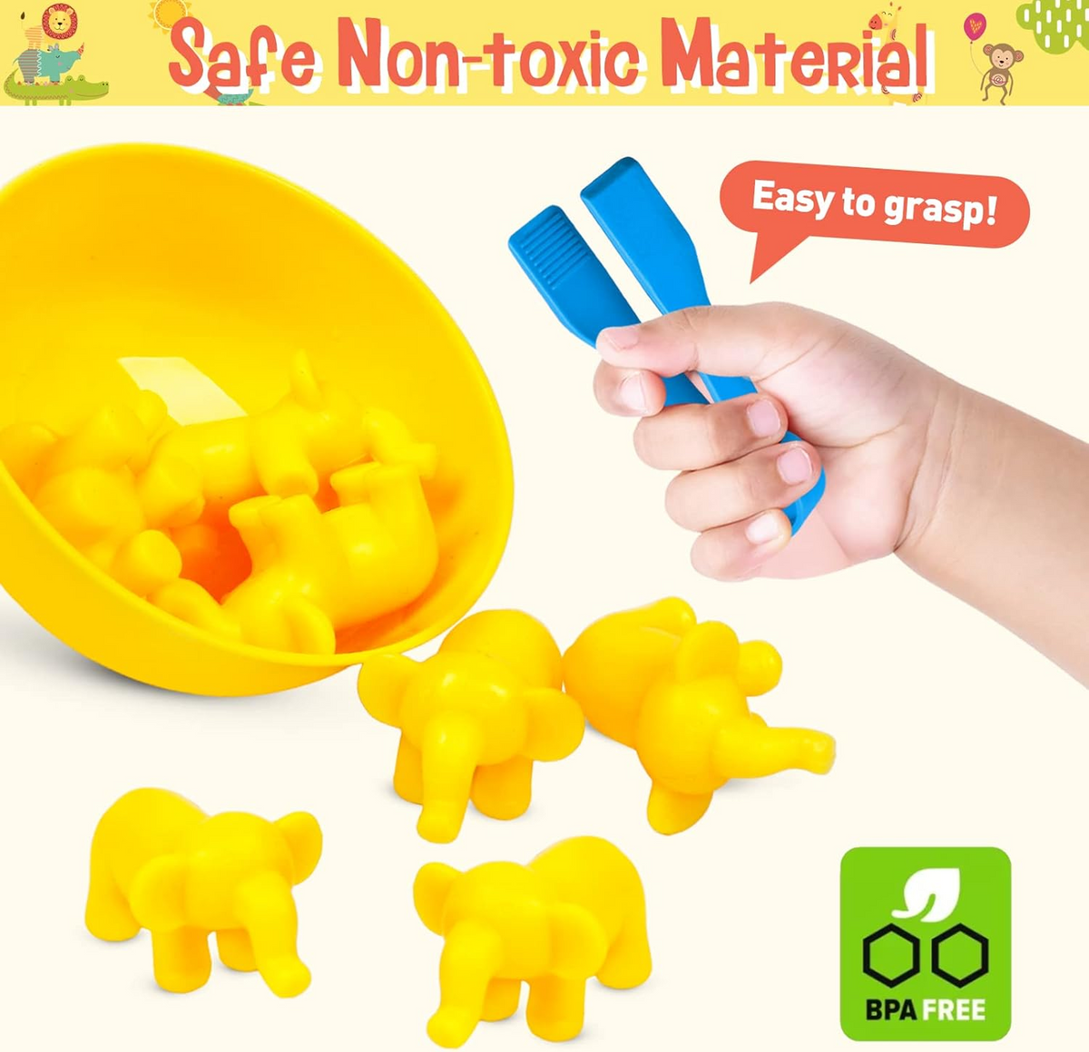 Animal Counting, Color Sorting & Matching Game with Rainbow Bowls