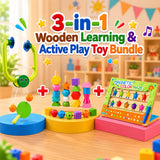 3 in 1 Wooden Learning & Active Play Toy Bundle (ME-041/BTE-005C/2025-24)