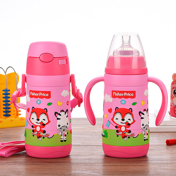 Fisher-Price Stainless Steel Baby Feeder Bottle with Straw & Handles