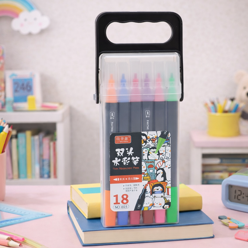 Twin Double Headed Water Color Markers - 18 PCS Set (605-18)