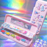 Kids Makeup & Stationery Box – 2-in-1 Pencil Case with Washable Eyeshadow Set (2962F)