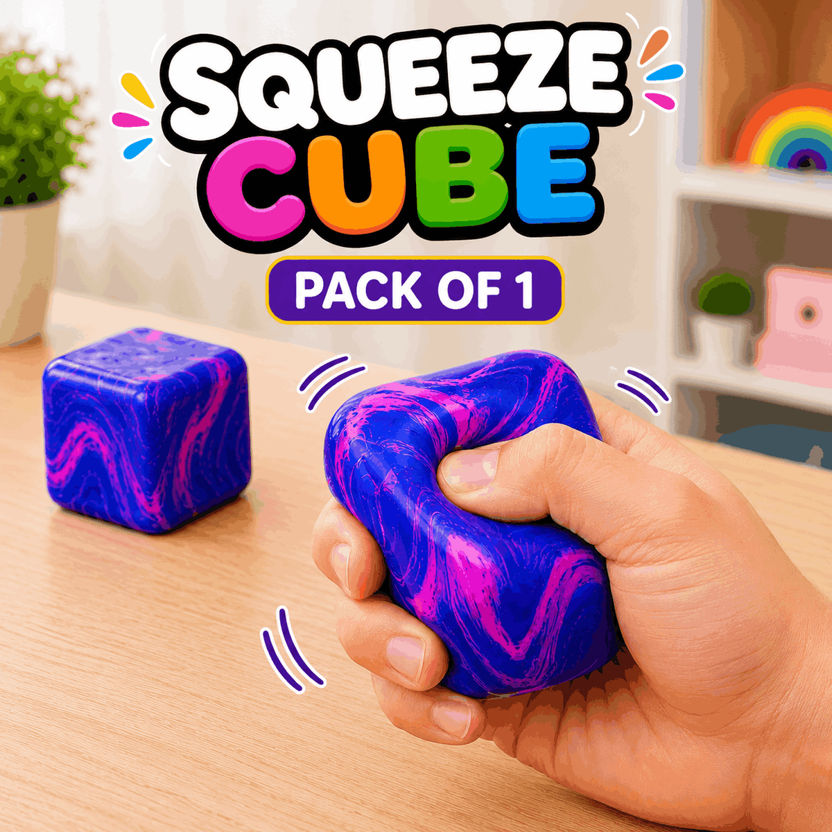Colorful Squeeze Cube Stress Relief Fidget Toy
