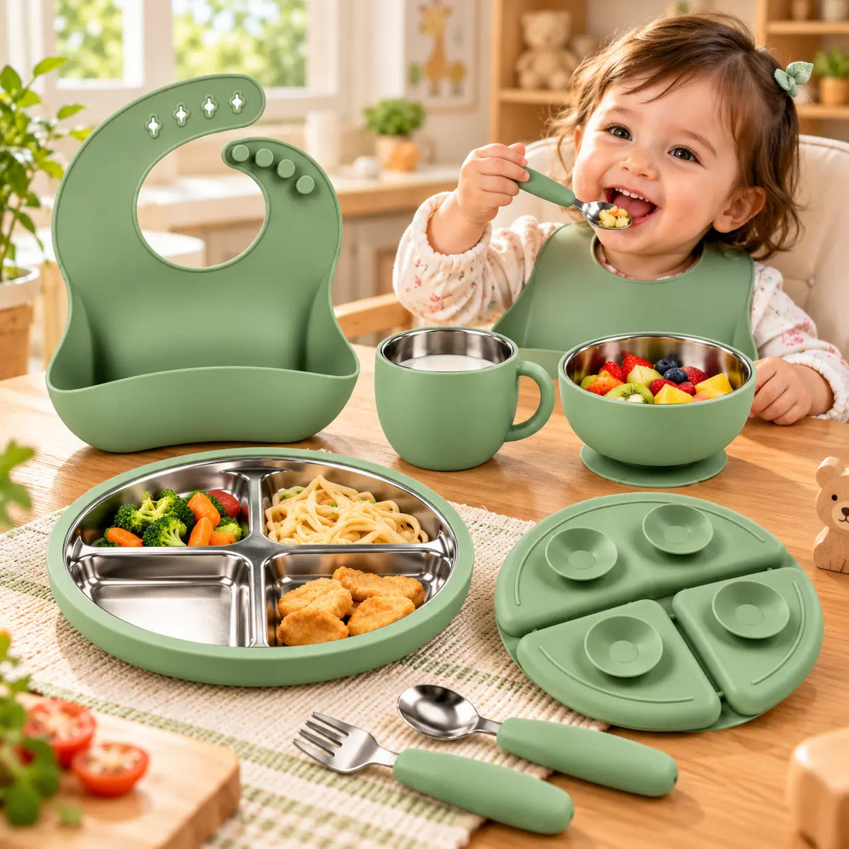 Stainless Steel Baby Feeding Set 6pcs (CC214)