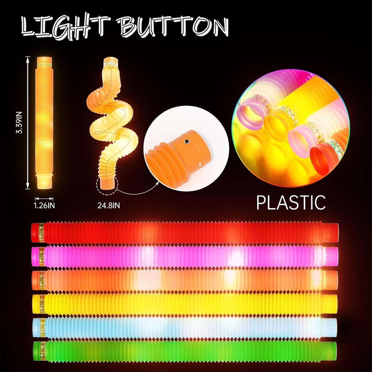 Pop Tubes Glow Sticks For Kids (104-6LG)