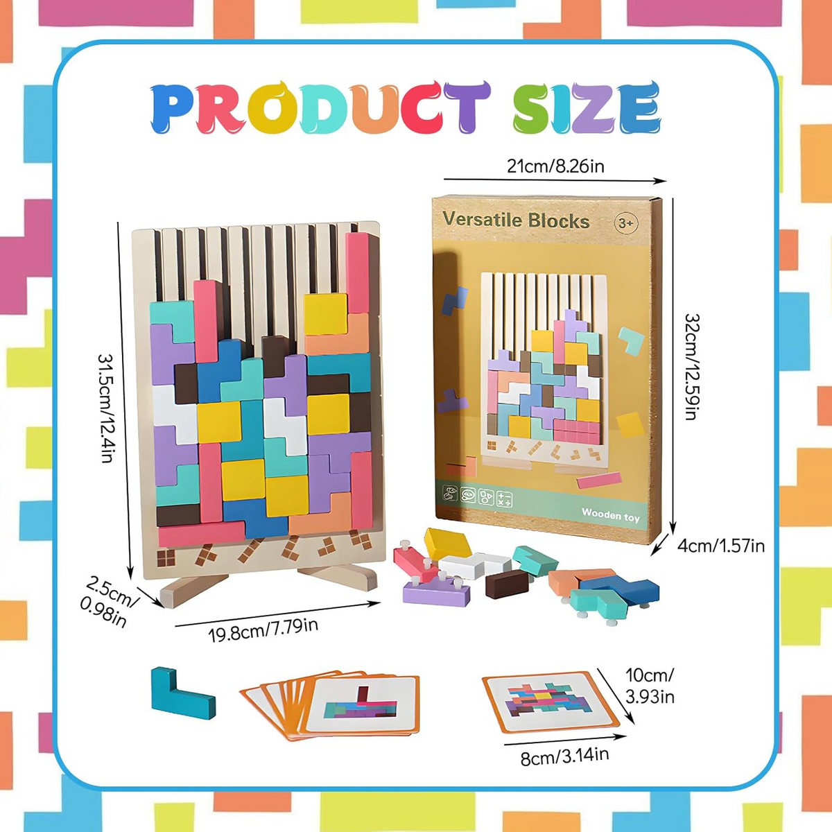 Wooden Educational & Colorful Geometric Versatile Blocks (YHM-89)