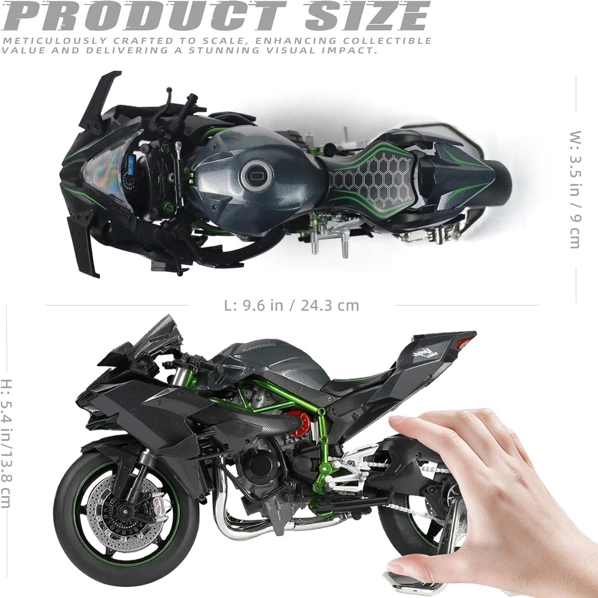 Kawasaki Ninja H2R 1:9 Diecast Collection Premium Bike Model (0754-1)