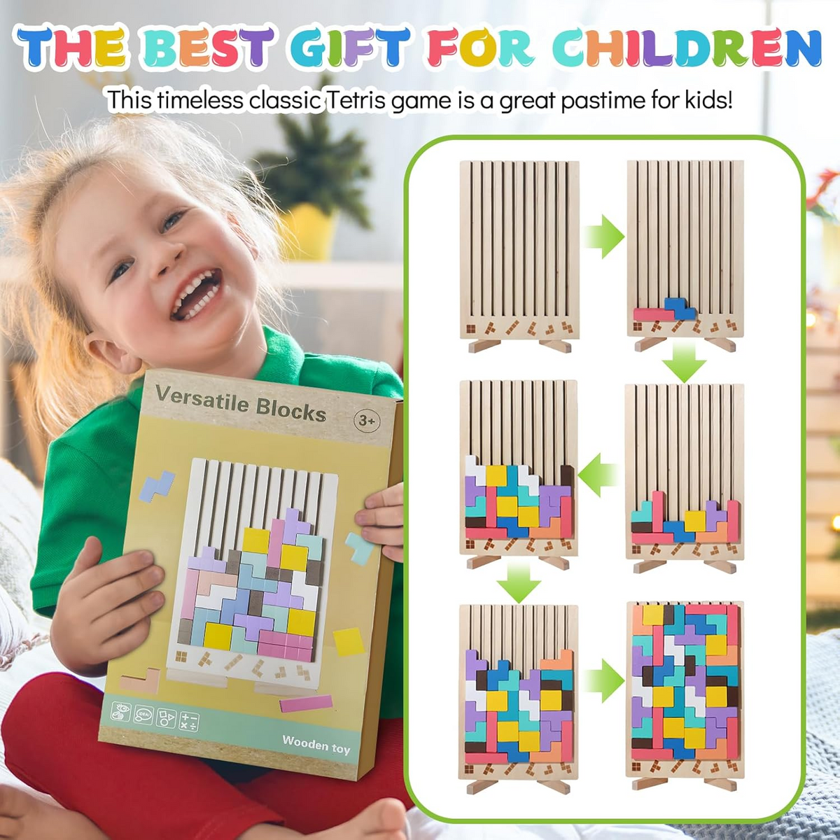 Wooden Educational & Colorful Geometric Versatile Blocks (YHM-89)