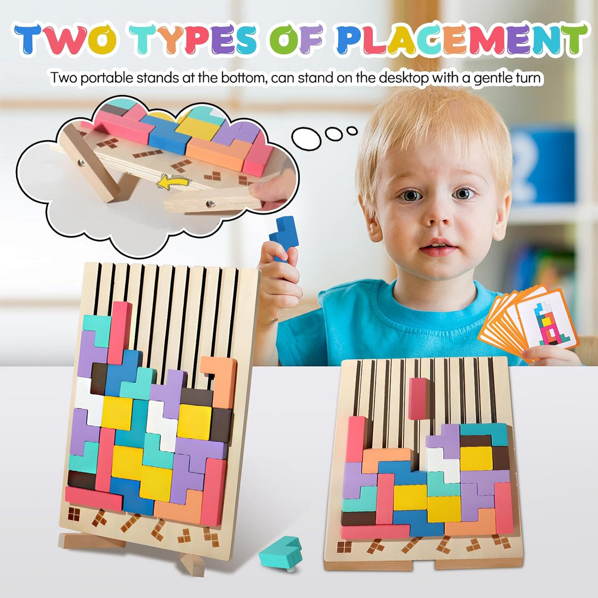 Wooden Educational & Colorful Geometric Versatile Blocks (YHM-89)