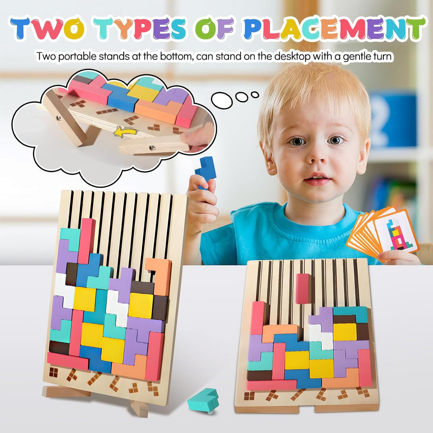 Wooden Educational & Colorful Geometric Versatile Blocks