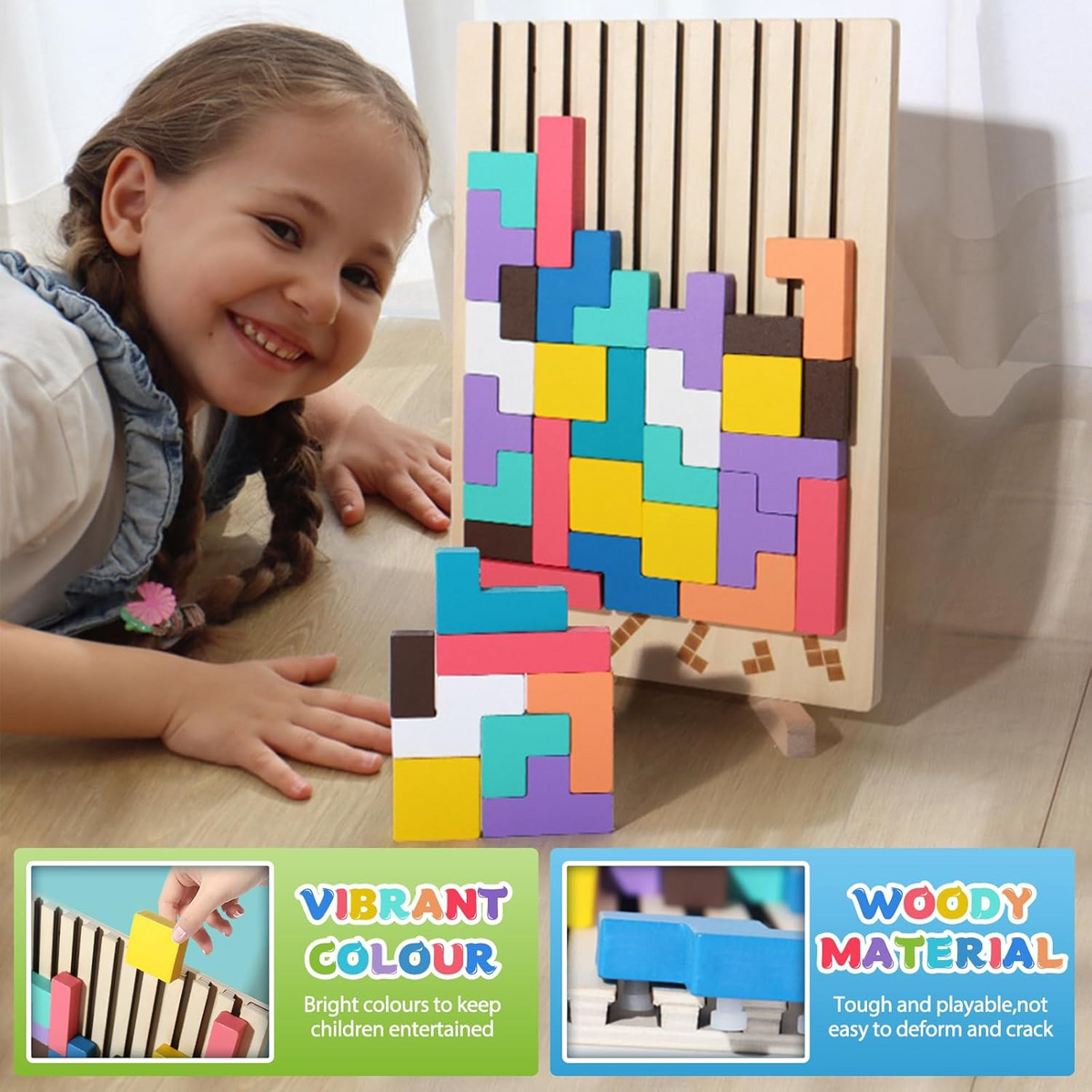 Wooden Educational & Colorful Geometric Versatile Blocks (YHM-89)