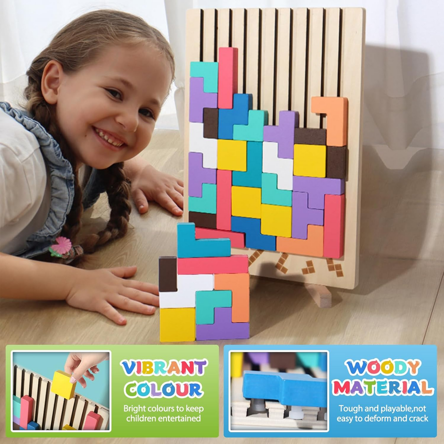 Wooden Educational & Colorful Geometric Versatile Blocks
