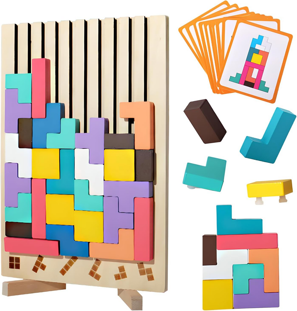 Wooden Educational & Colorful Geometric Versatile Blocks (YHM-89)