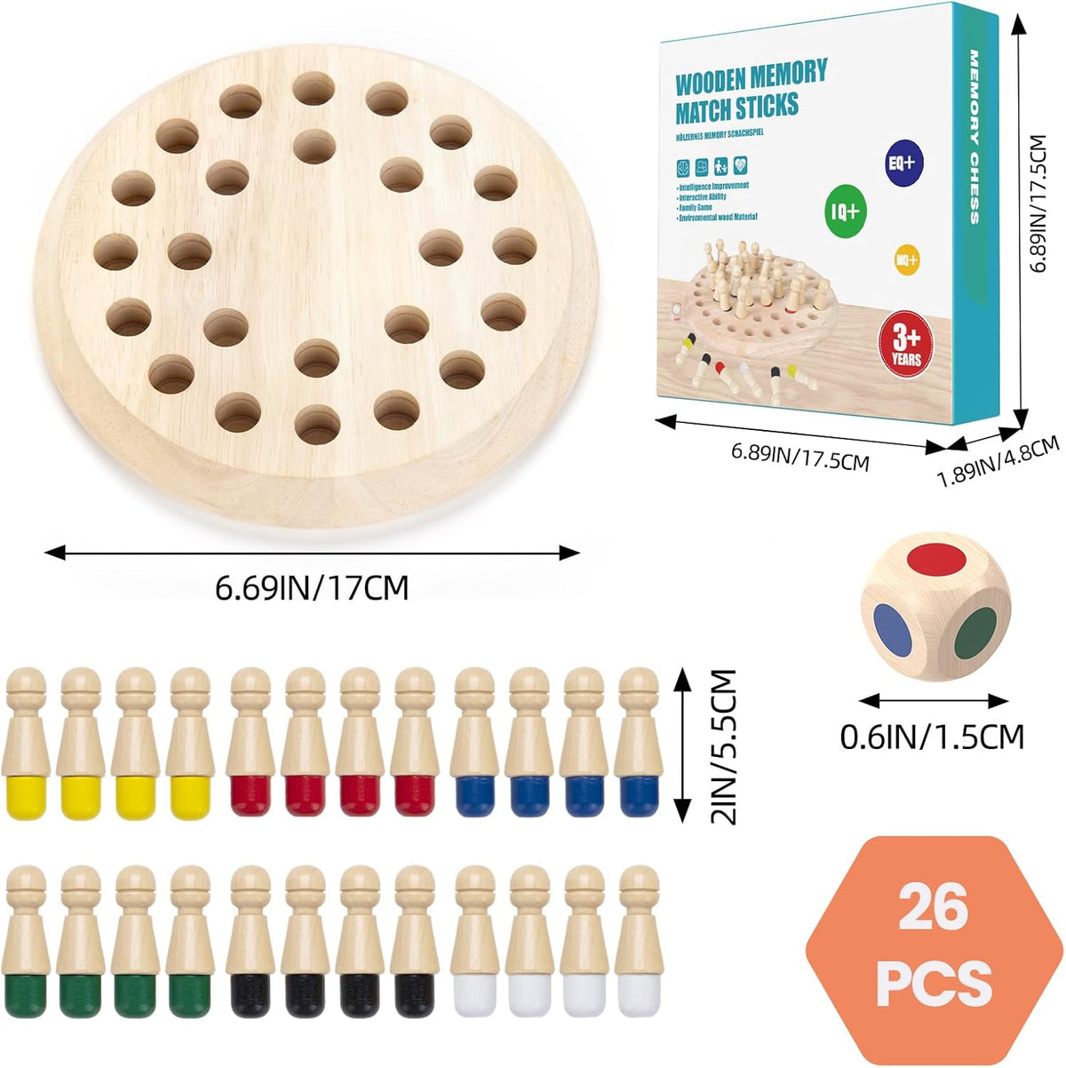 Wooden Memory Chess Matching Game (2025-42)