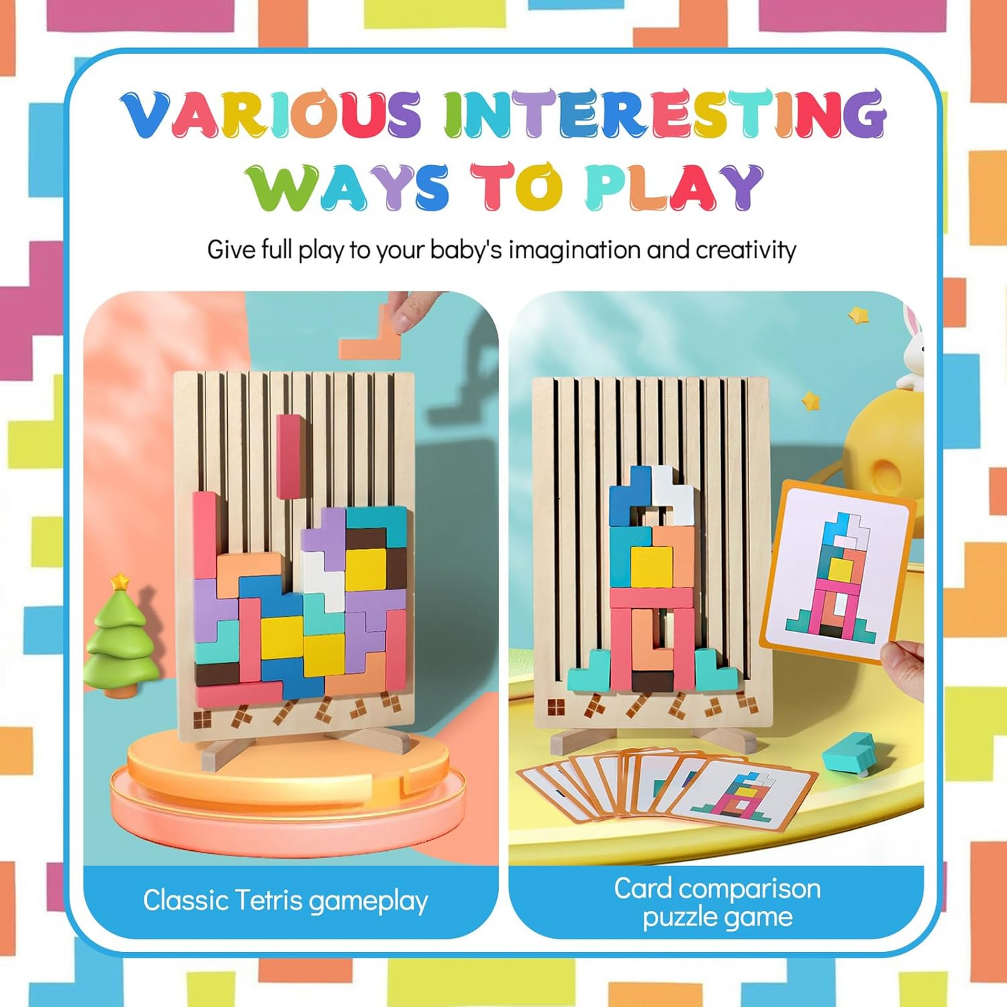 Wooden Educational & Colorful Geometric Versatile Blocks
