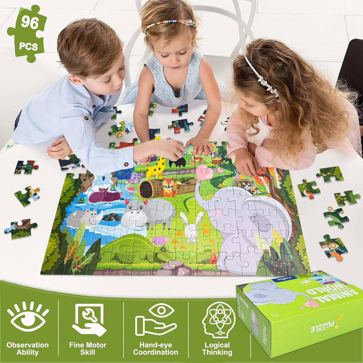 96 Pcs Animal Puzzle Set for Kids (Random | AK2105)