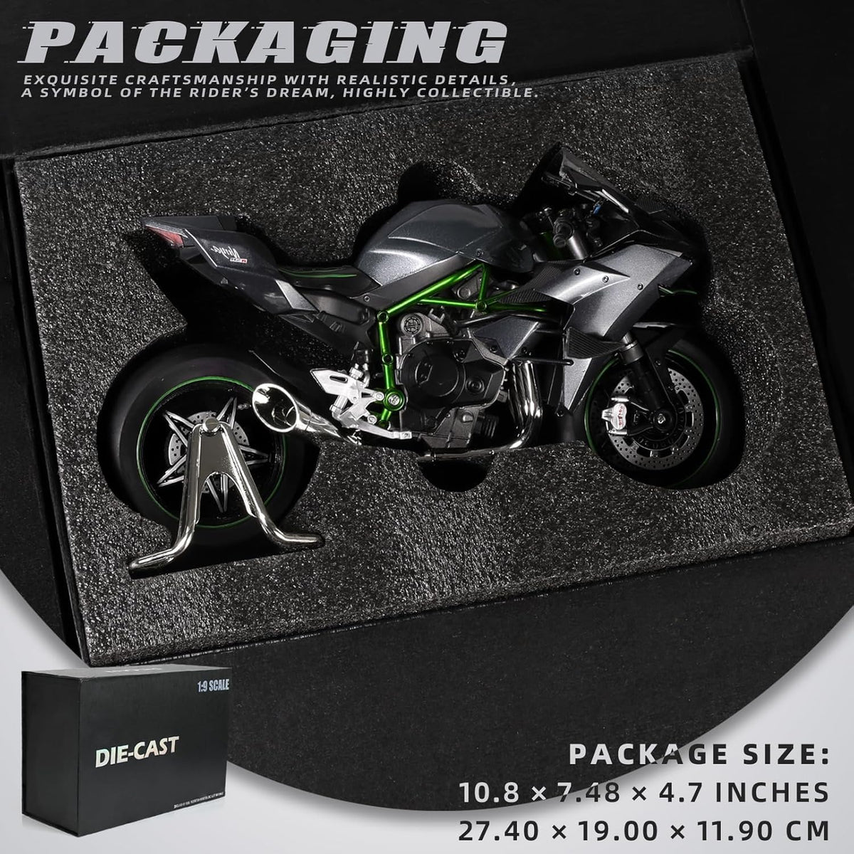 Kawasaki Ninja H2R 1:9 Diecast Collection Premium Bike Model (0754-1)