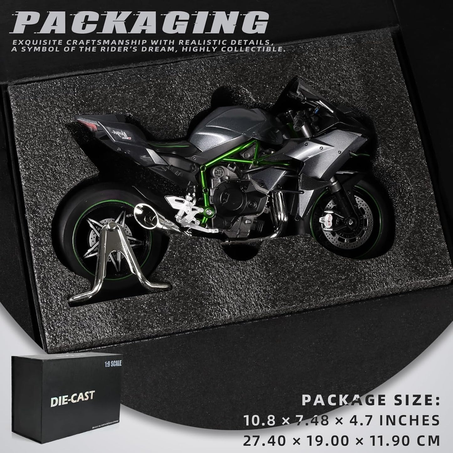 Kawasaki Ninja H2R 1:9 Diecast Collection Premium Bike Model (0754-1)