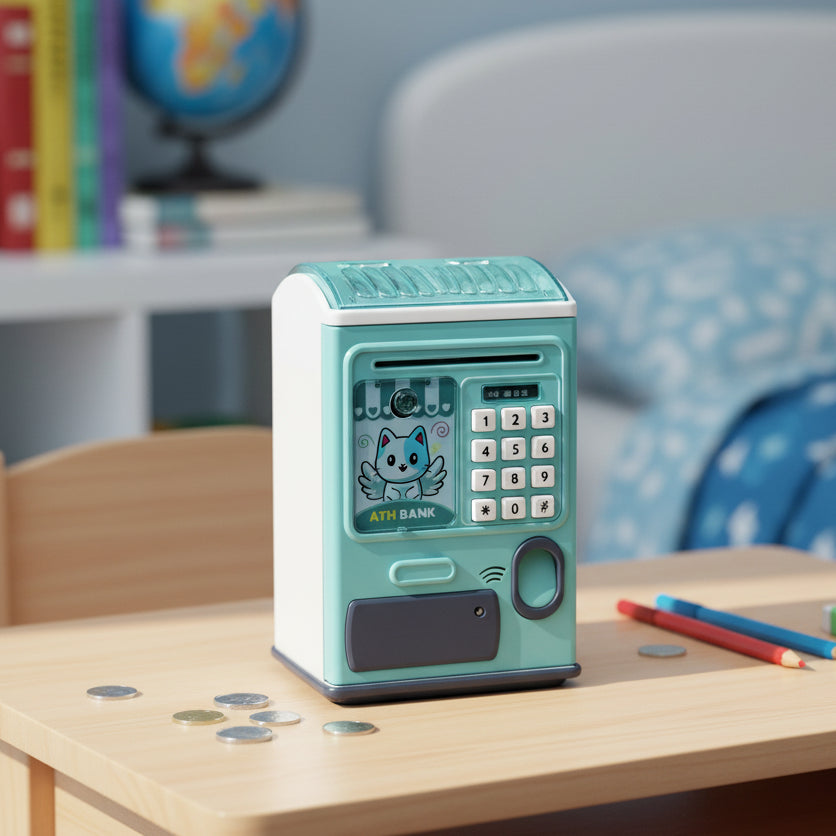 Electronic ATM Piggy Bank for Kids with Fingerprint & Password (MD8865)