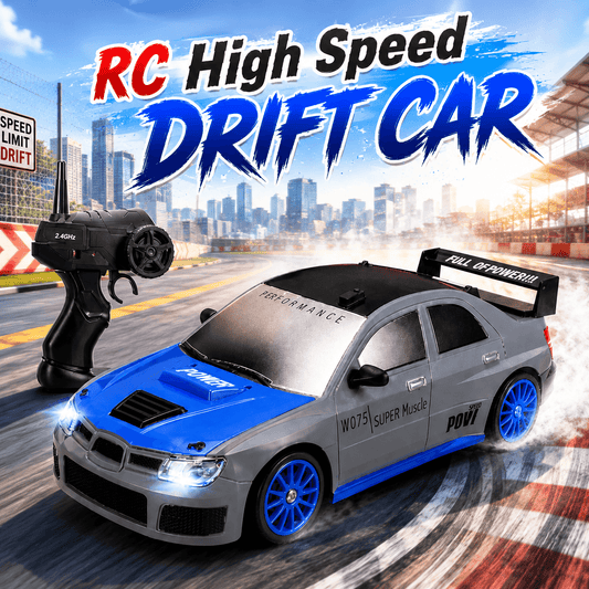 RC High-Speed Drift Car with Remote Controller, Extra Wheels and Traffic Cones