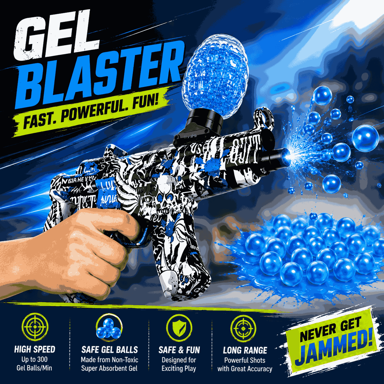 Gel Ball Blaster Outdoor Play Toy with Reusable Gel Beads