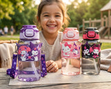 Straw Water Bottle with Pop-Up Lid & Strap (029-52)