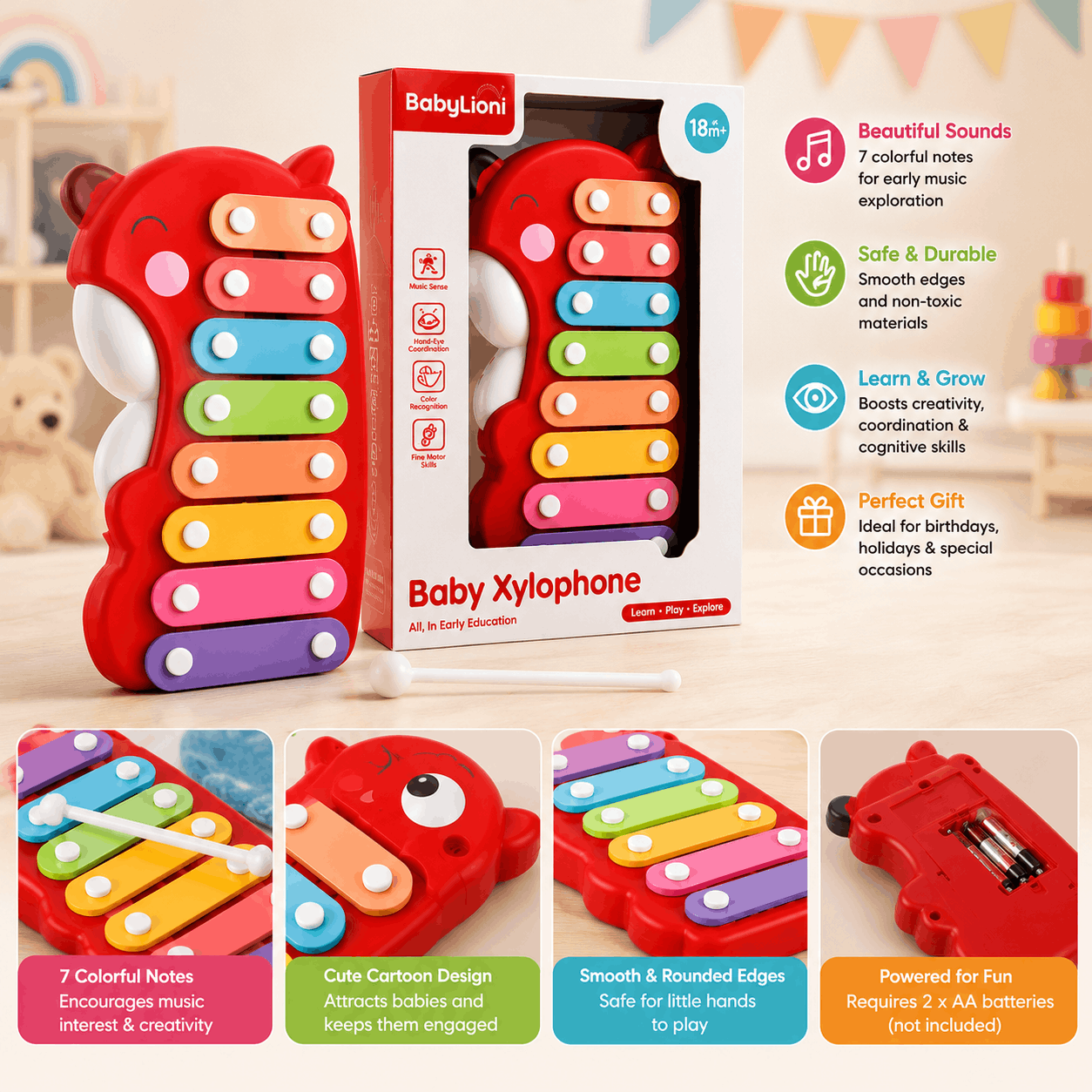 Cute Animal Baby Piano Xylophone Musical Toy for Kids