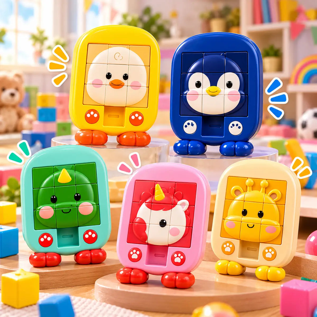 Animal Sliding Puzzle Board Game for Kids Random Design Brain and Matching Puzzle Toy