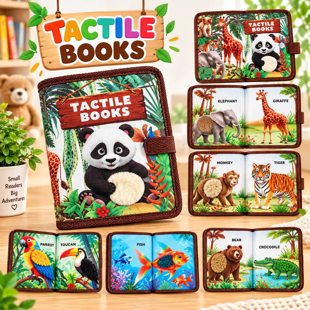 Animal tactile learning book for kids with colorful touch and feel animal pages