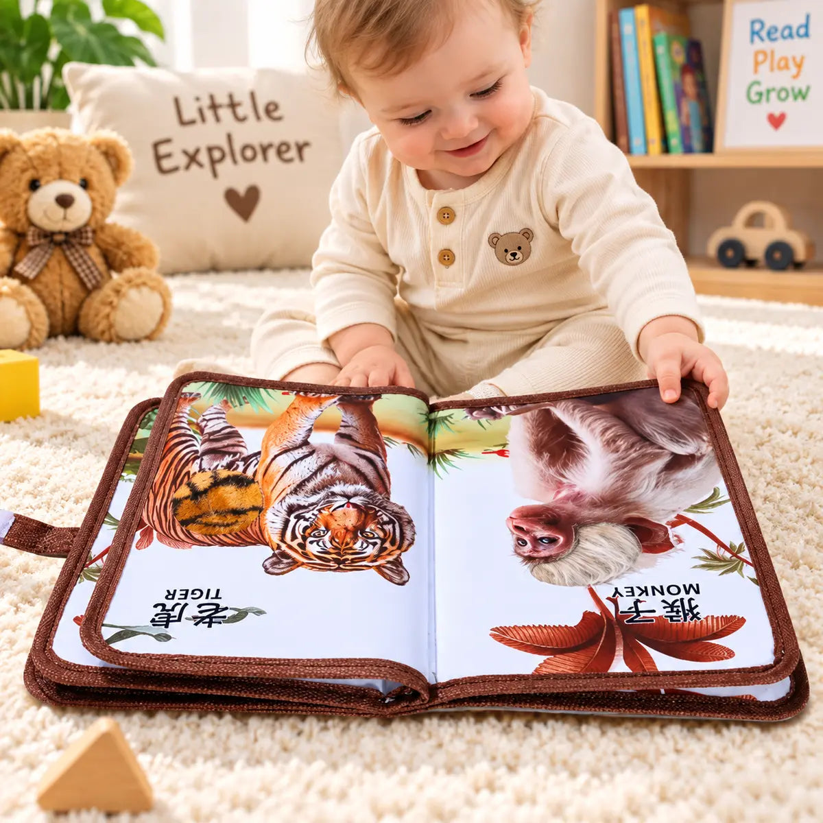 Animal tactile learning book for kids with colorful touch and feel animal pages