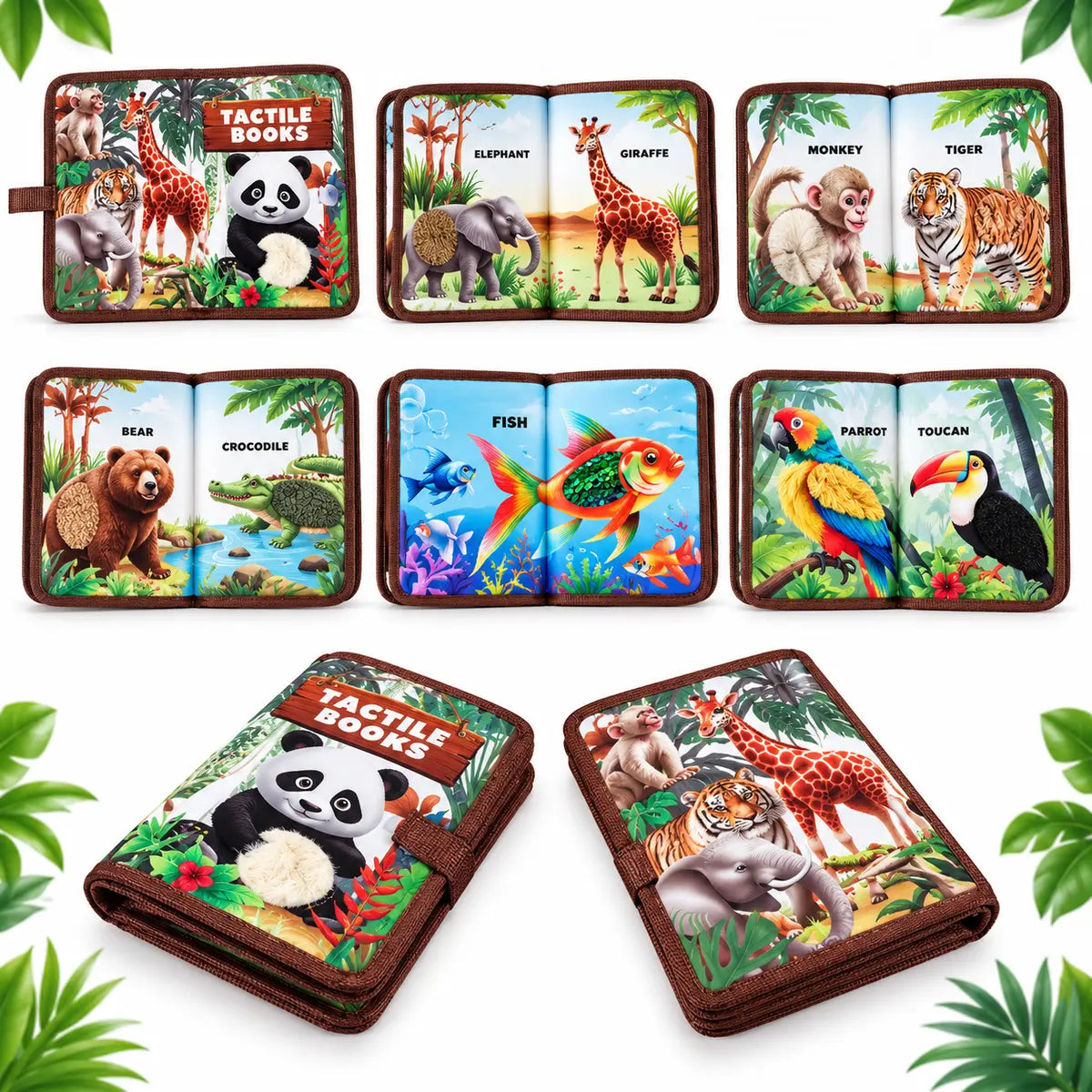 Animal tactile learning book for kids with colorful touch and feel animal pages
