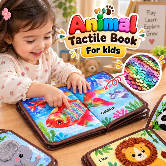 Animal tactile learning book for kids with colorful touch and feel animal pages