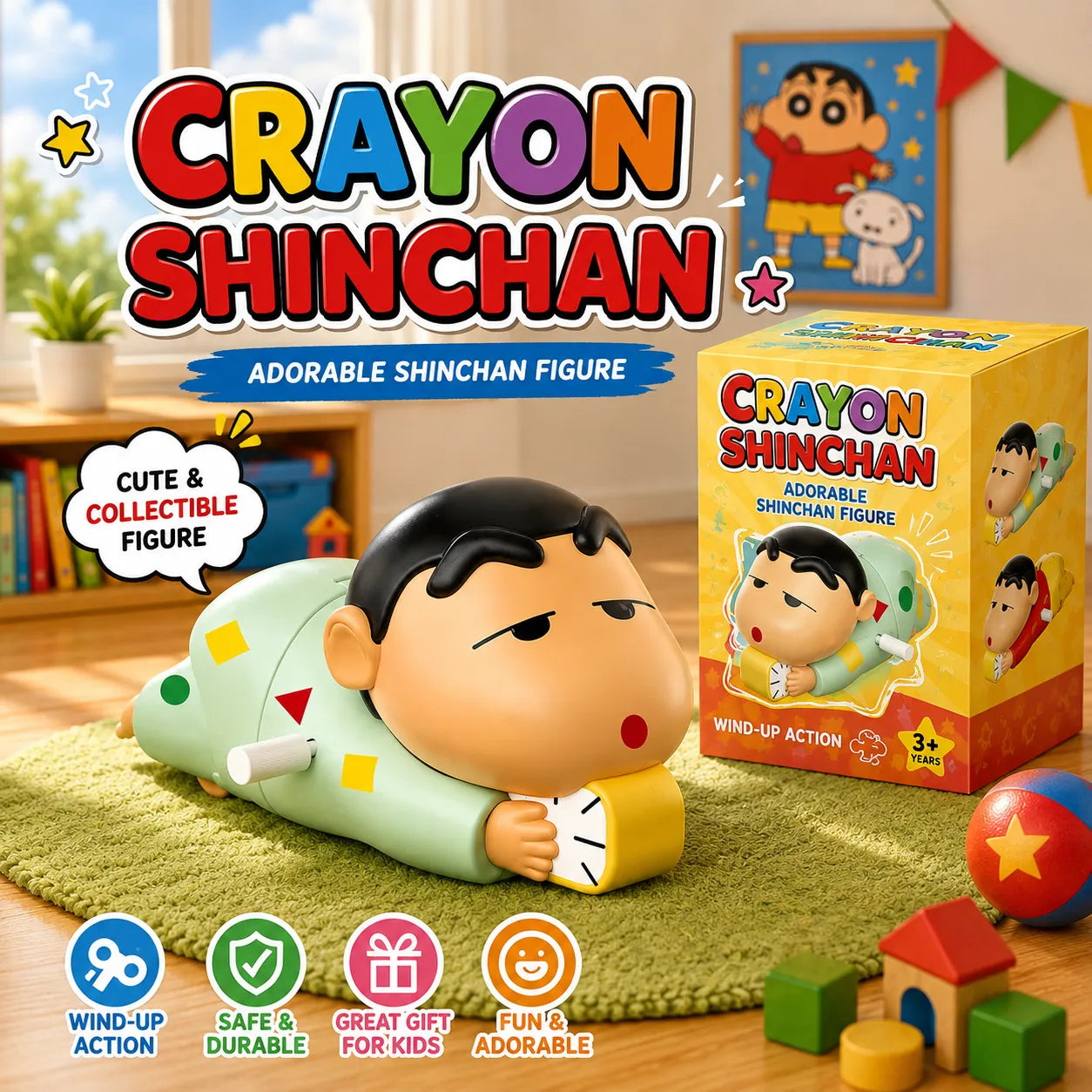 Anime Cartoon Crayon Shin chan Crawling Toy for Babies
